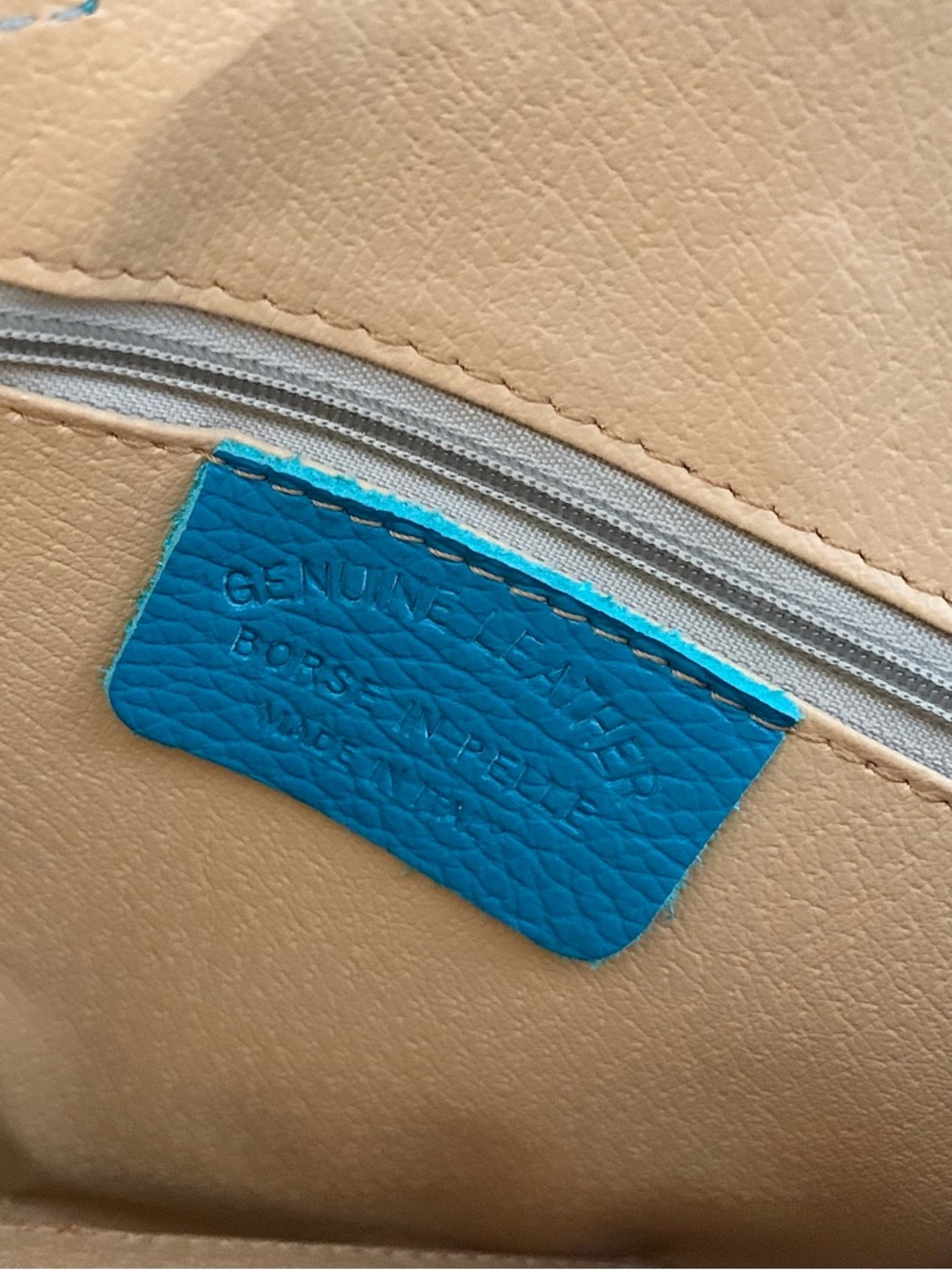 Mila Blu Italian Croc Embossed Leather Satchel Shoulder Bag Turquoise Teal blue - Picture 12 of 14